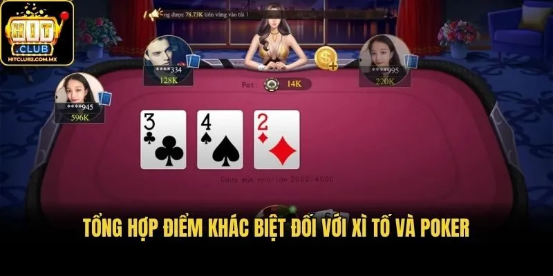 Tổng hợp điểm khác biệt đối với xì tố và poker